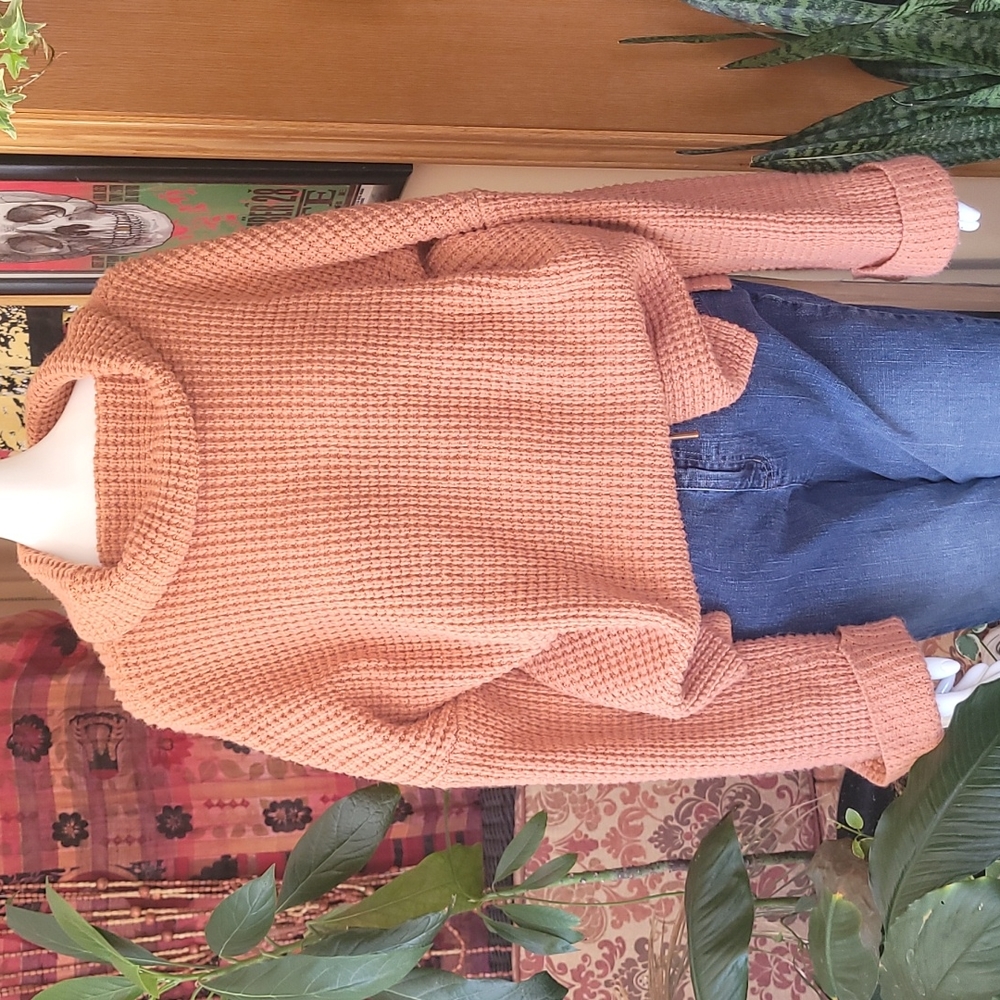Coral cable knit cowl neck sweater XL